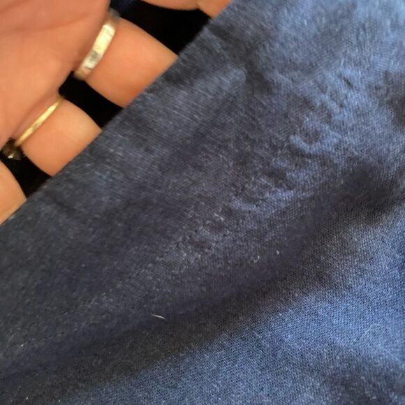 Land ‘ N Sea Navy linen high waist Wide-Leg Pants w/pockets & elastic waist - Picture 6 of 10